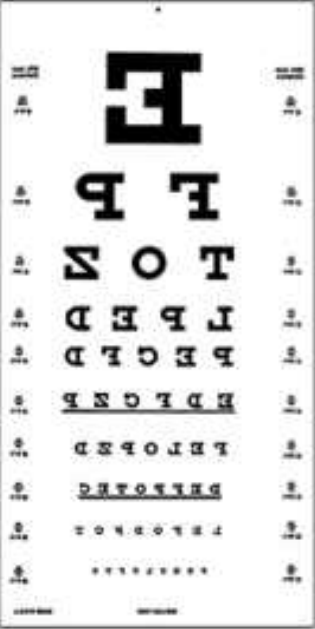 Distance Vision Chart Hanging Type With Different Languages Straight And Reverse